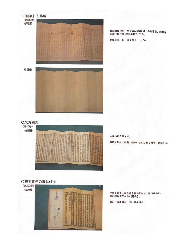 大般若経　600巻　修復　修理　修繕　大般若波羅蜜多経　鉄眼版　高麗版　延暦寺版　転読　寺院　お寺　16善神　十六善神　十二天　中継ぎ　穴あき　虫食い　虫喰い