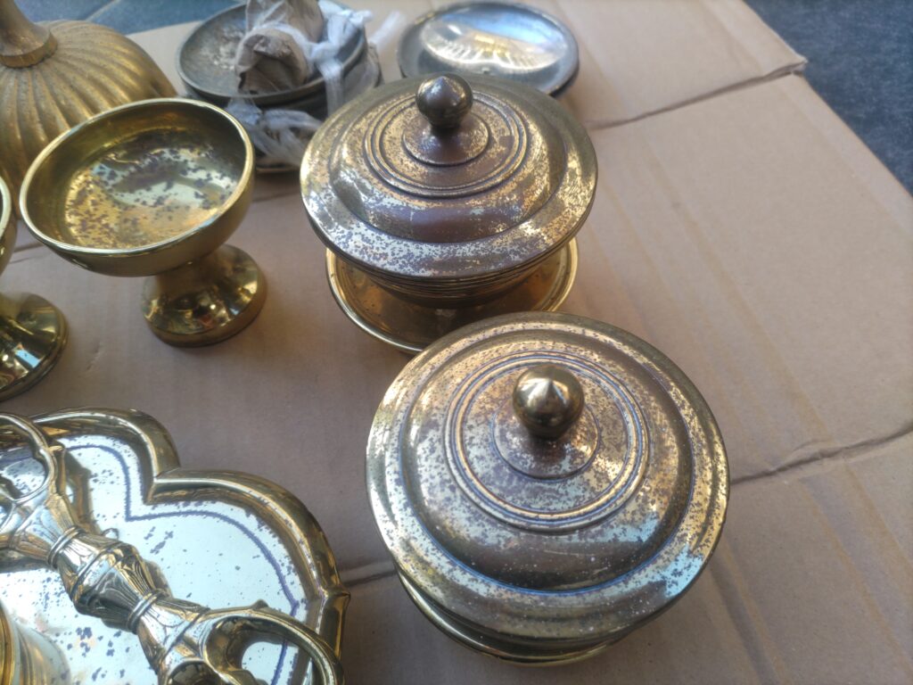 寺院用仏具 愛媛県仏具 松山市仏具 メッキ直し 仏具修理 仏具直し 仏具新調 密教法具 密教 真言宗 大壇 前具 前具一面器 セラミック加工