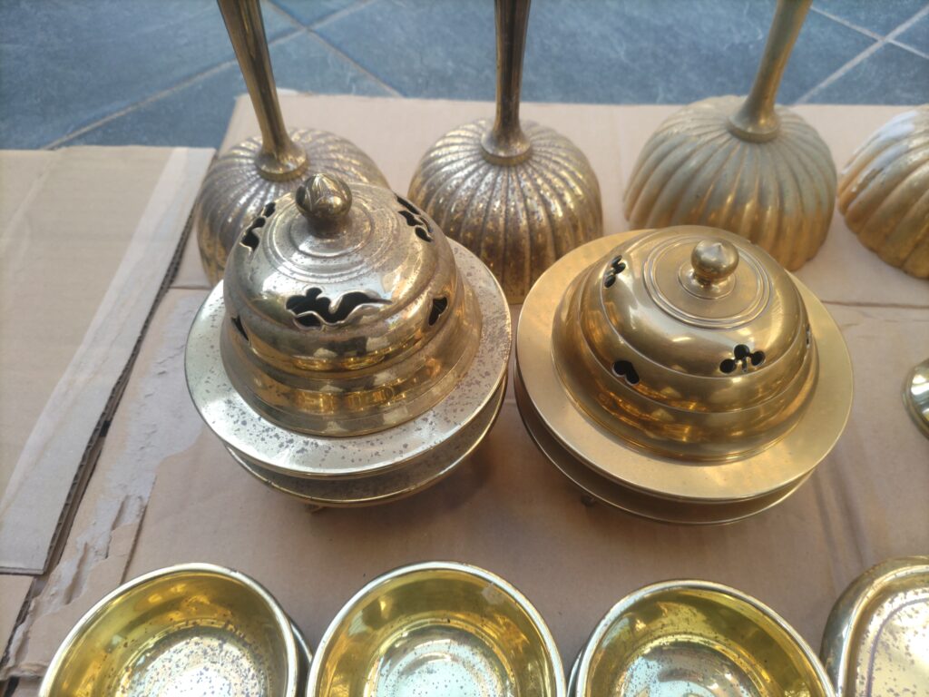 寺院用仏具 愛媛県仏具 松山市仏具 メッキ直し 仏具修理 仏具直し 仏具新調 密教法具 密教 真言宗 大壇 前具 前具一面器 セラミック加工